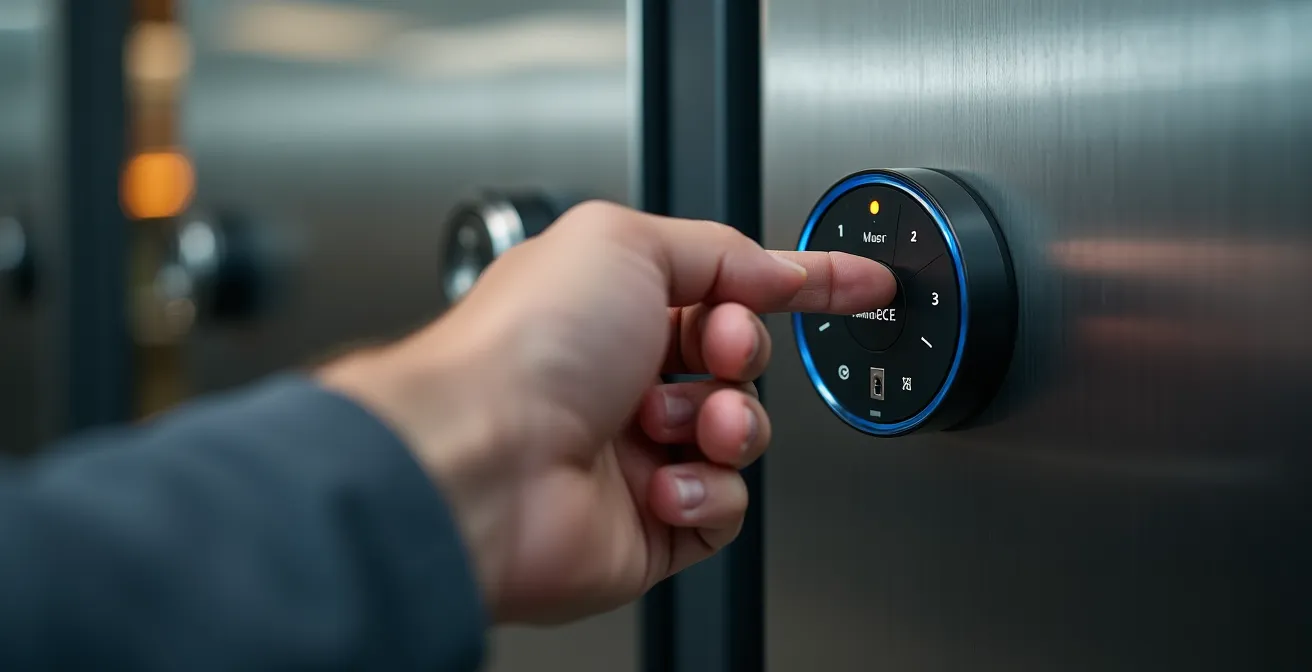 Gros plan sur système de sécurité moderne d'un box de stockage