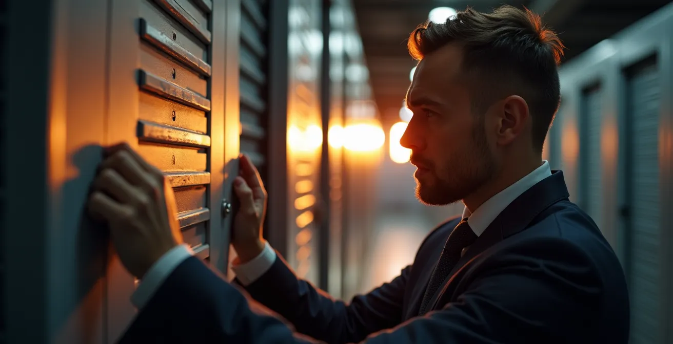 Personne accédant à un box de stockage en situation d'urgence